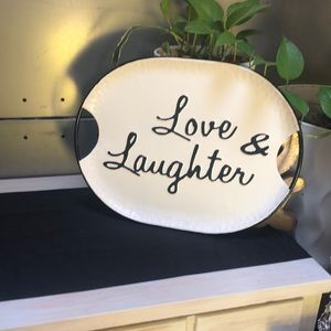 Love & Laughter metal platter home decor